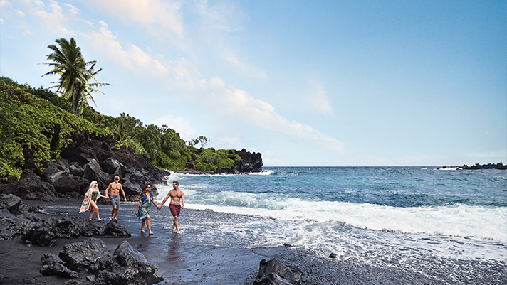Experience Black Sand Beach on The Big Island.