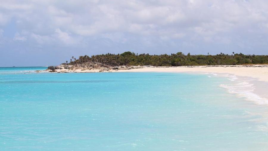 A view of a turquoise beach in Turks and Caicos.